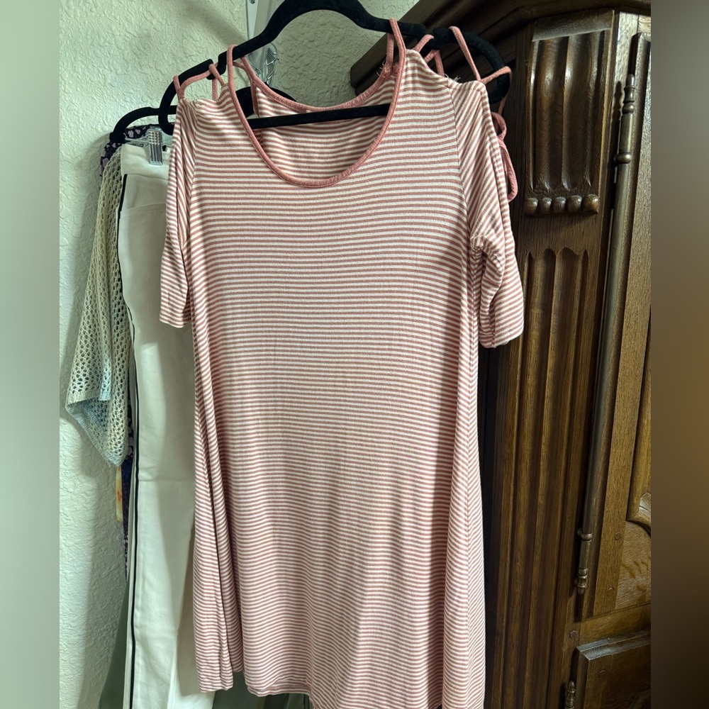 Heart Hips Striped Mini Dress - Pink and White